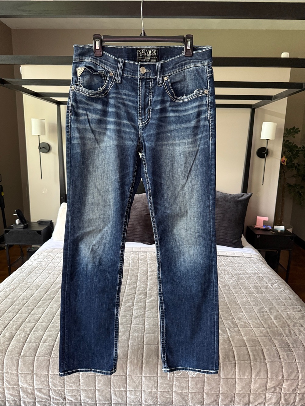 Buckle Men's Bootcut Jeans - Blue with Faded Highlights